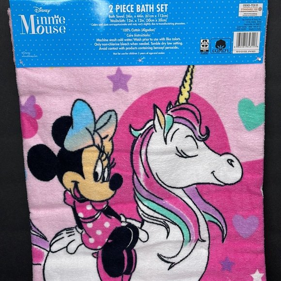 Disney Minnie Mouse Bath Towel & Washcloth Set  NWT - Picture 2 of 5